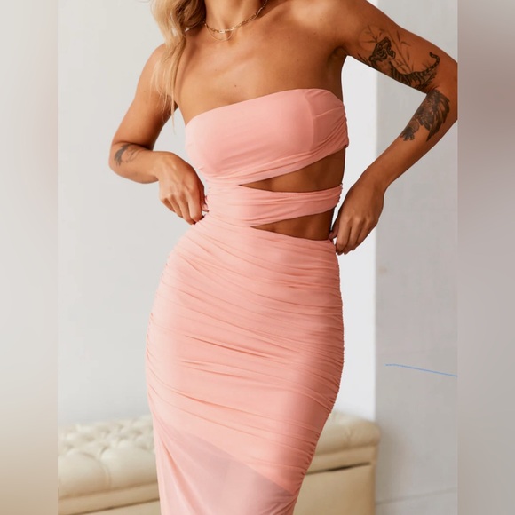 HELLO MOLLY STYLE POINTS MIDI DRESS PINK sz small - Picture 2 of 11